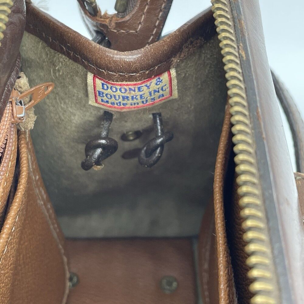 Dooney & Bourke All Weather Leather Boston Satchel Bag Taupe Burnt Cedar Vtg 80s - Picture 7 of 16